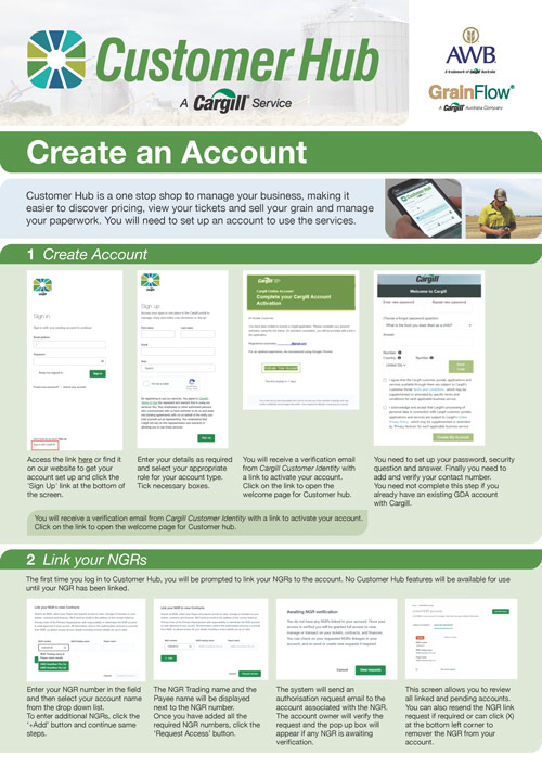 Customer hub create account factsheet